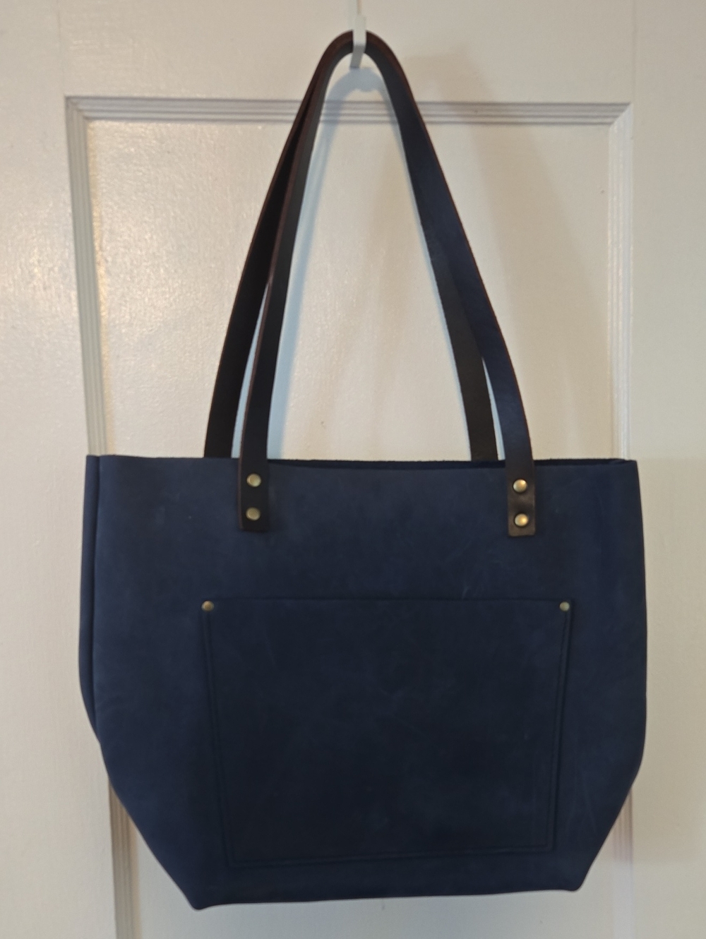 Portland Leather Tote Bag with Dark Leather Straps